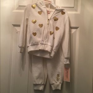 Brand New White and gold Juicy Couture velour set.